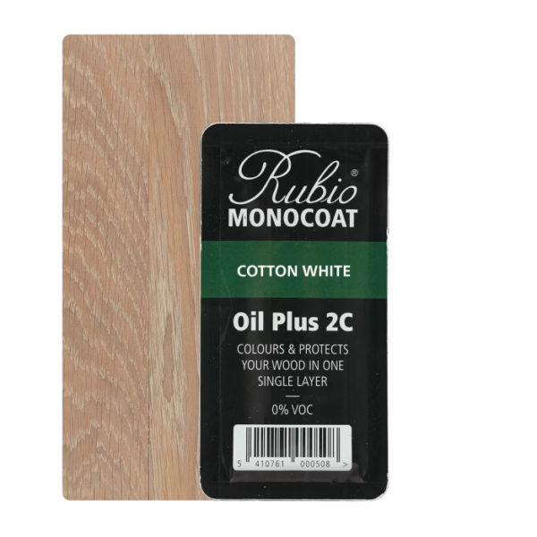 Rubio monocoat CottonWhite kleur overzettreden.